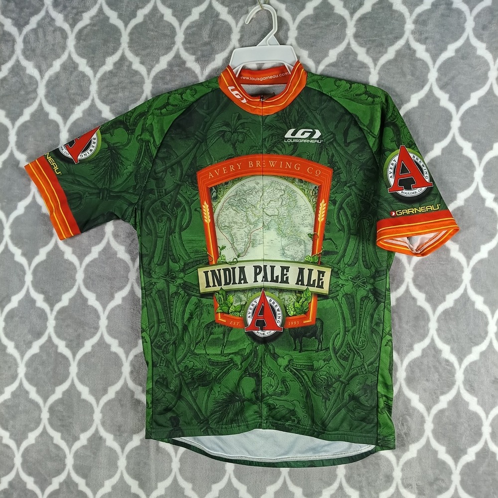 Louis Garneau Cycling Jersey Men Medium Green Avery Brewing IPA Beer Full Zip